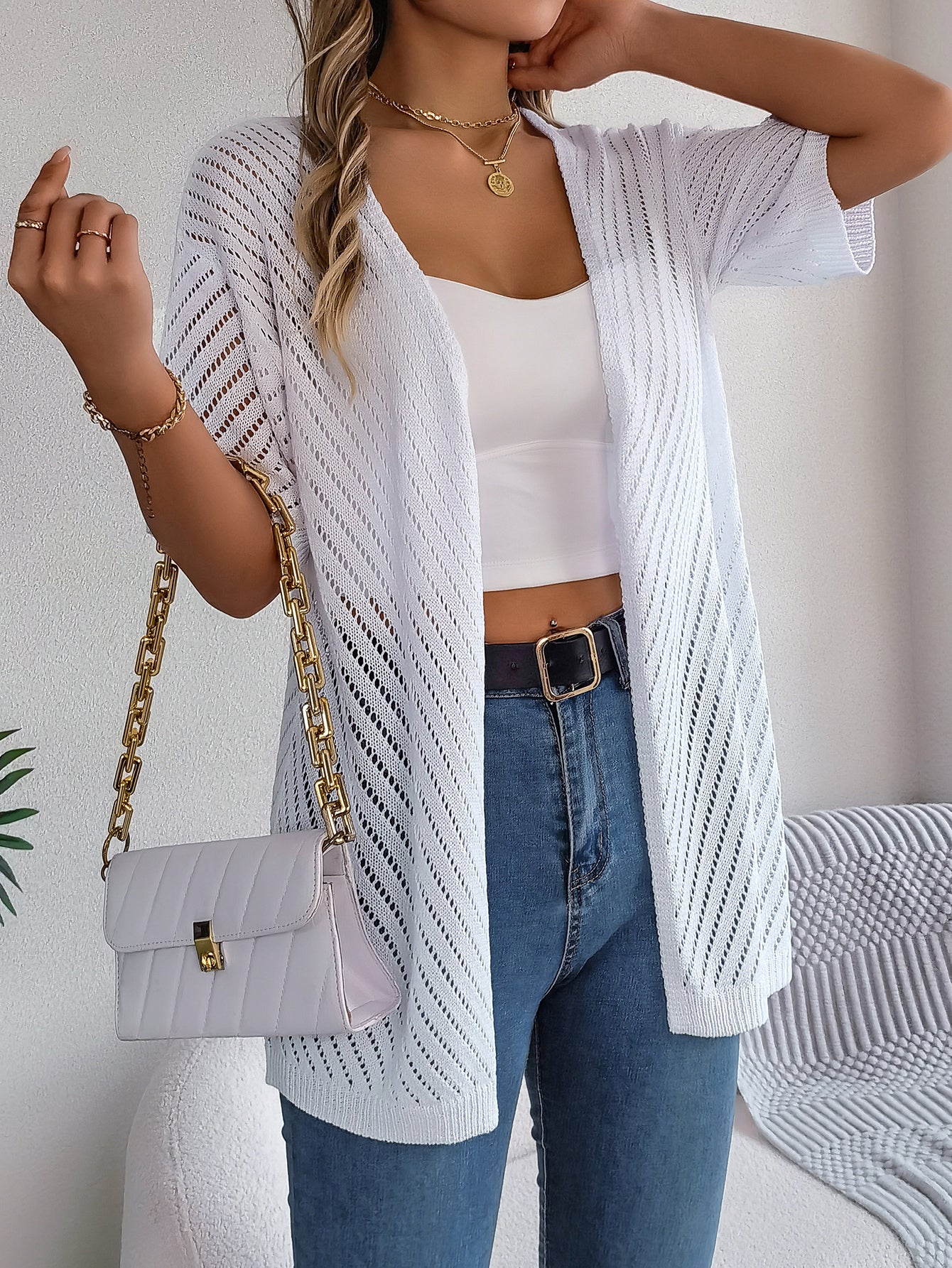 Cardigan Righe Verticali Traforate (S-2XL)