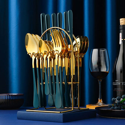 Chroma Luxe - Set Posate 24 Pezzi in Acciaio e Smalto
