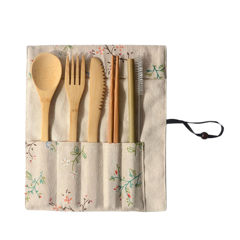 Eco-Bamboo - Set Posate da Viaggio 6 Pezzi
