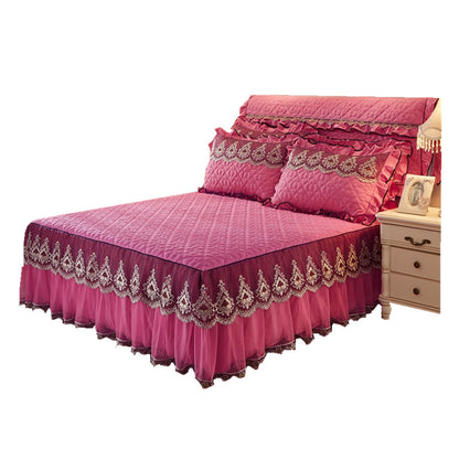 Gonna Letto Elegante con Bordi in Pizzo