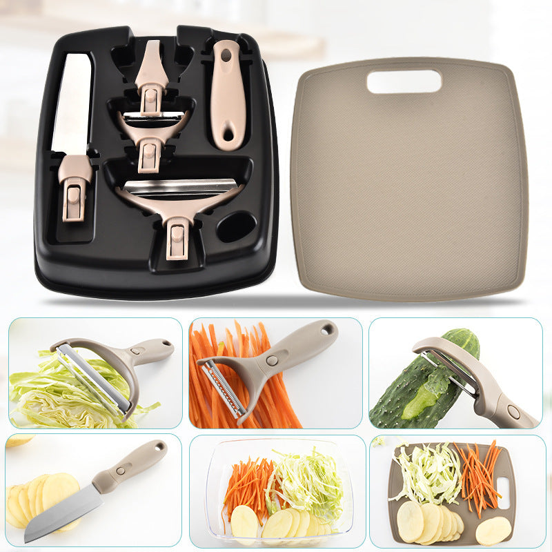 Kit Chef Smart 5-in-1: Tagliere e Utensili Salva-Spazio