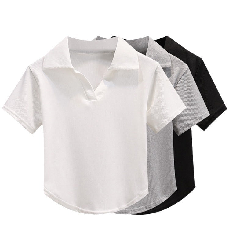 Top Scollo a Revers (Stile Polo) (S-XL)