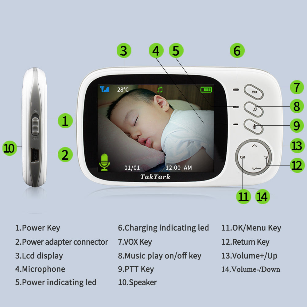 Safe Vision - Baby Monitor Digitale 3.2" con Visione Notturna