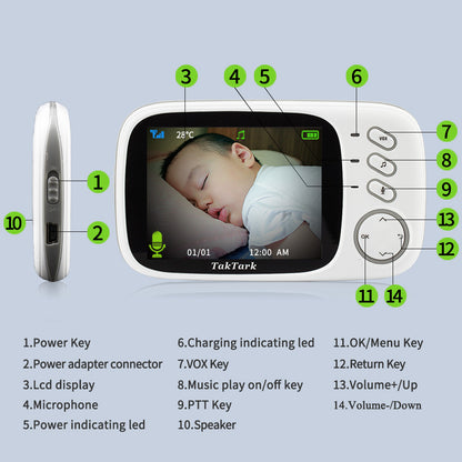 Safe Vision - Baby Monitor Digitale 3.2" con Visione Notturna