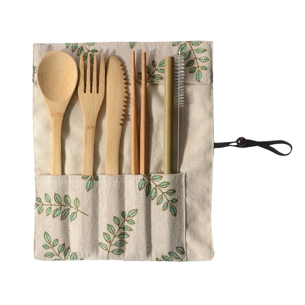 Eco-Bamboo - Set Posate da Viaggio 6 Pezzi