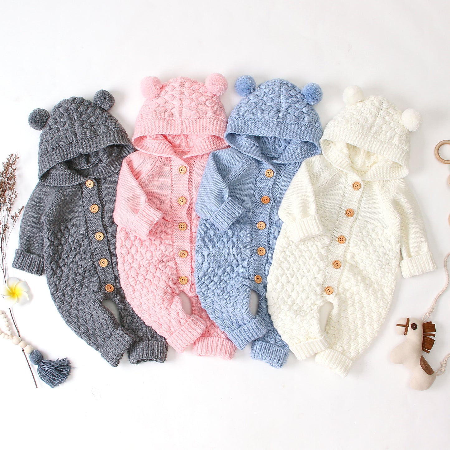 Knit Cozy – Tuta in Maglia Lavorata con Cappuccio Comfort (6-9 mesi, 9-12 mesi, 12-18 mesi, 24-36 mesi)