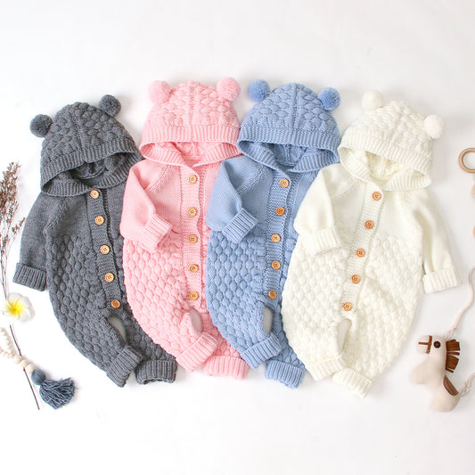 Knit Cozy – Tuta in Maglia Lavorata con Cappuccio Comfort (6-9 mesi, 9-12 mesi, 12-18 mesi, 24-36 mesi)