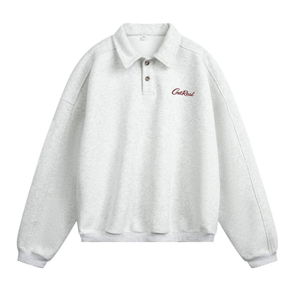 Felpa - Polo Retro Button – Felpa con Scollo a Bottoni e Maniche Lunghe (M-2XL)