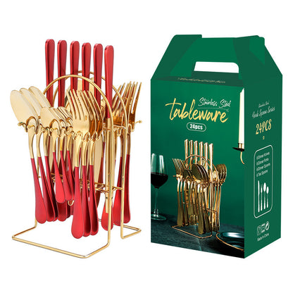 Chroma Luxe - Set Posate 24 Pezzi in Acciaio e Smalto