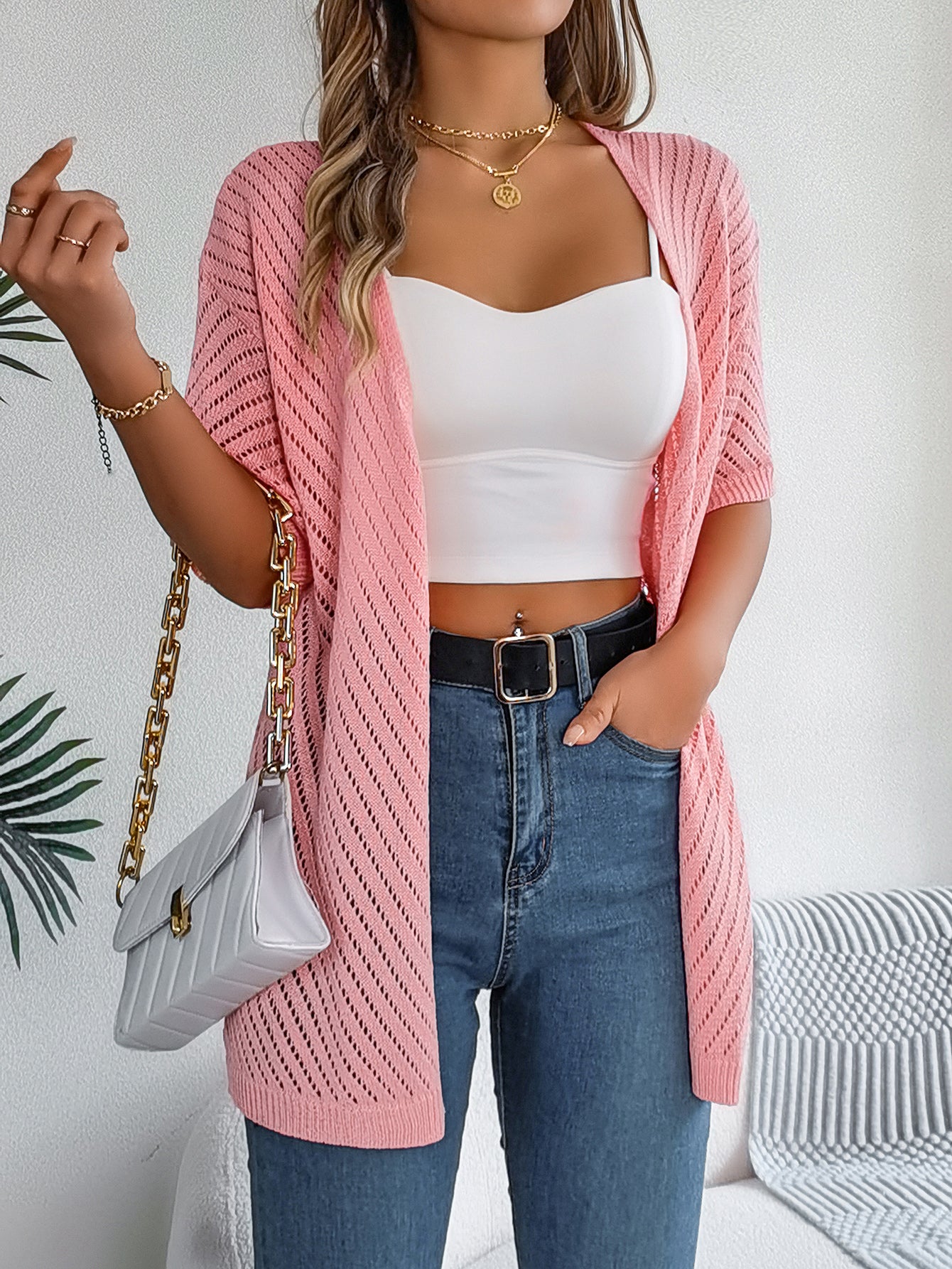 Cardigan Righe Verticali Traforate (S-2XL)
