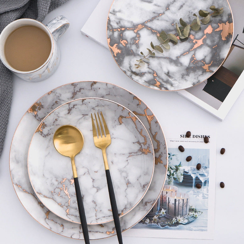 Set Piatti Orientali Nile - Marmo & Oro Blue Ocean