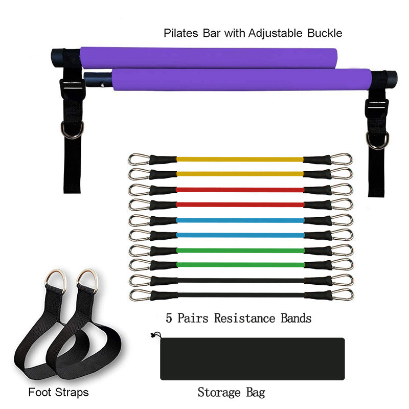 Pilates Stick – Barra Portatile con Elastici per Bodybuilding e Pilates