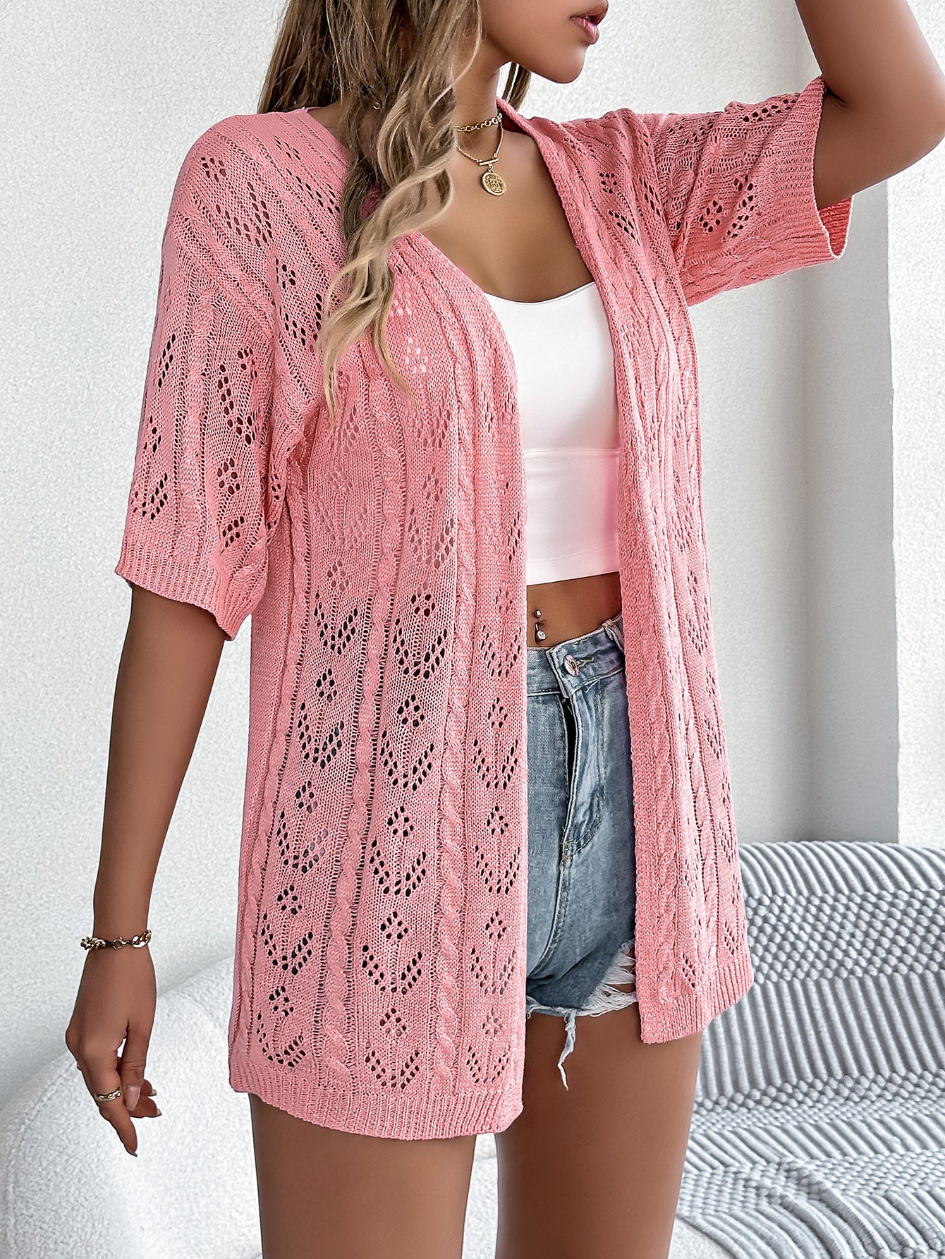 Cardigan Maglia Maniche Corte (S-XL)