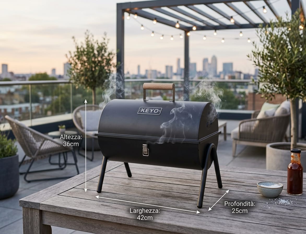 Keyo Table Barrel Grill 36 - Barbecue da Tavolo Portatile