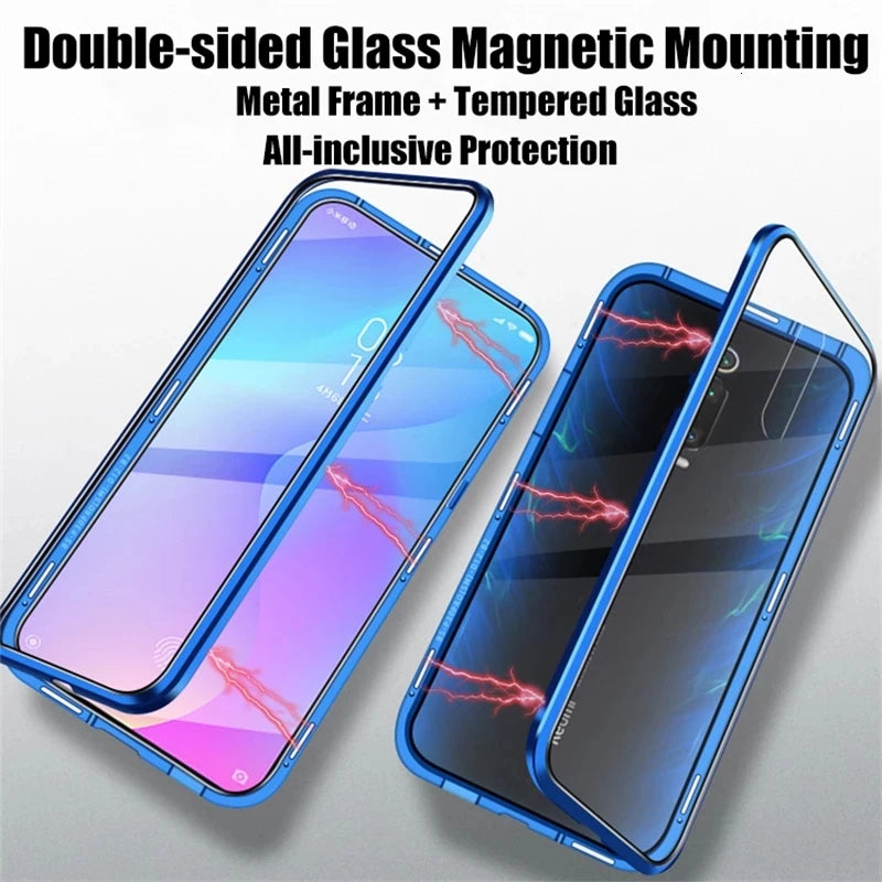Cover 360° Metal & Glass Magnetic Case 8Xiaomi 14T Pro/13T/11T / Redmi Note 13/12/11/10/9S/8 Pro)