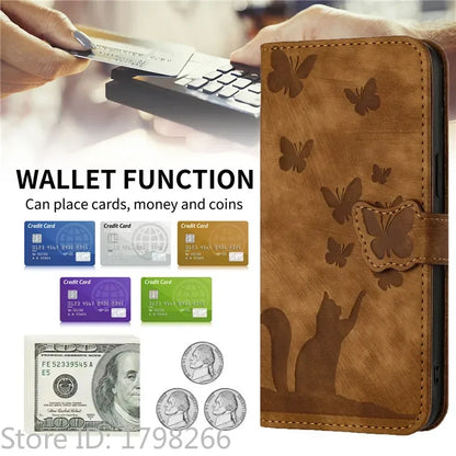 Cover Portafoglio Butterfly/Cat (Google 10/9A/8A/7A/6A/6/7/8/9/10 Pro XL)