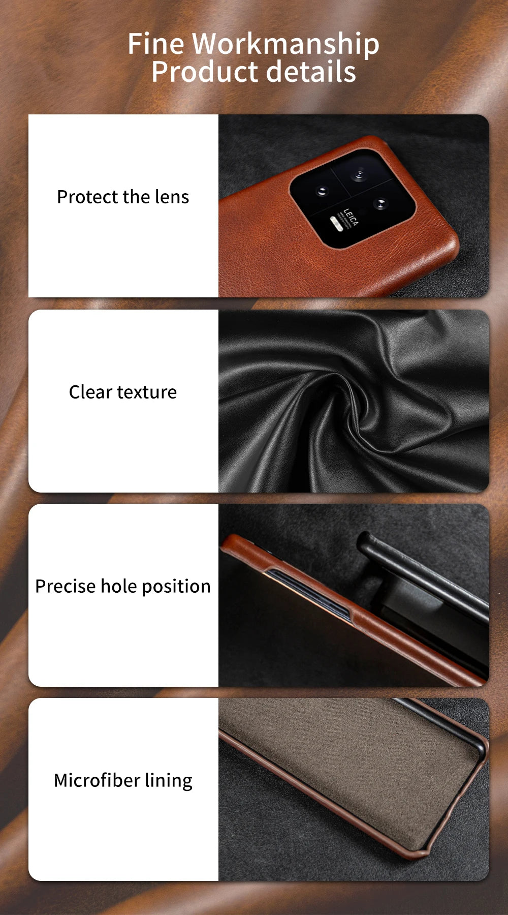 Cover Genuine Bovine Leather (Xiaomi 11/12/13/14/15/T/T Pro/Ultra/Pro Max/X6 Pro/X7 Pro)