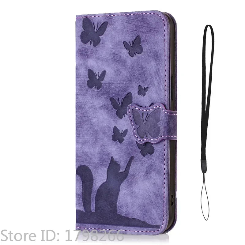 Cover Portafoglio Butterfly/Cat (Google 10/9A/8A/7A/6A/6/7/8/9/10 Pro XL)