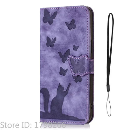 Cover Portafoglio Butterfly/Cat (Google 10/9A/8A/7A/6A/6/7/8/9/10 Pro XL)