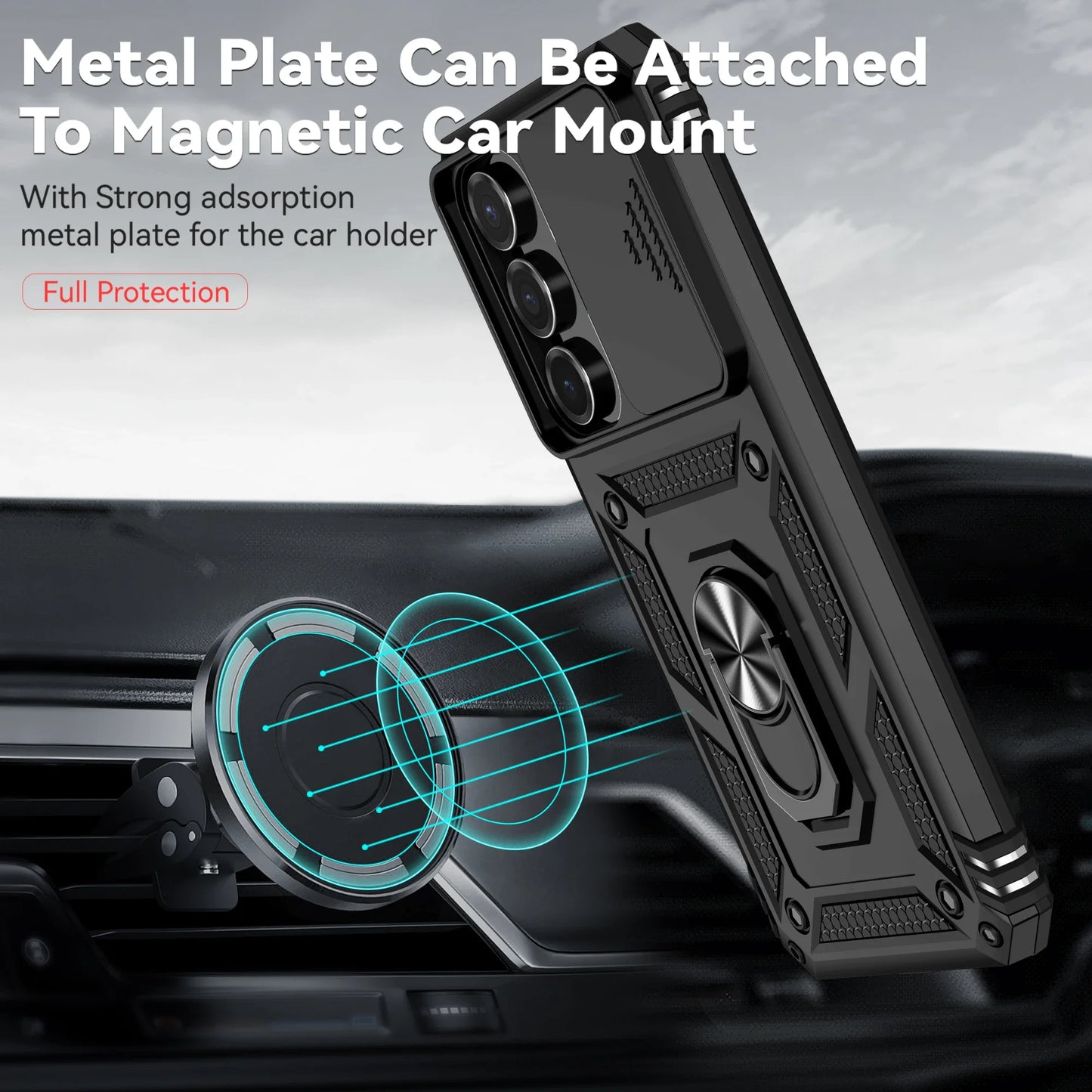 Cover Titan Ring Armor (Ring Holder & Lens Protect) (Samsung Galaxy S25FE/S25Edge/A17/A07/A56/A26/A36/A16/A06/S25FE)