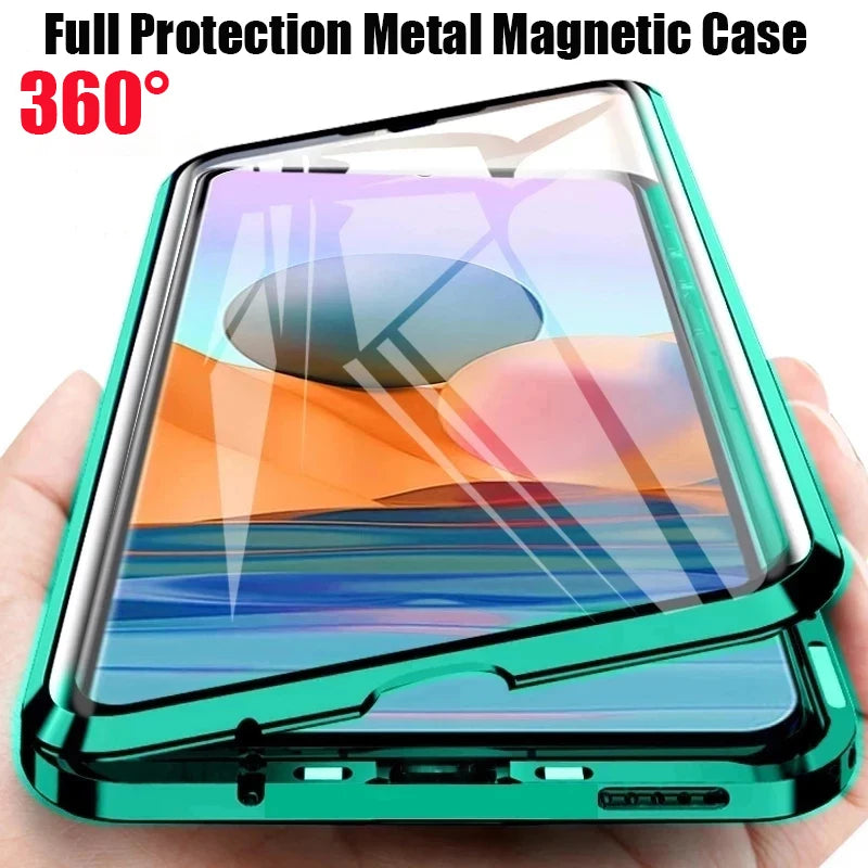 Cover 360° Metal & Glass Magnetic Case 8Xiaomi 14T Pro/13T/11T / Redmi Note 13/12/11/10/9S/8 Pro)