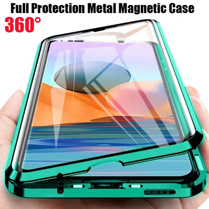 Cover 360° Metal & Glass Magnetic Case 8Xiaomi 14T Pro/13T/11T / Redmi Note 13/12/11/10/9S/8 Pro)