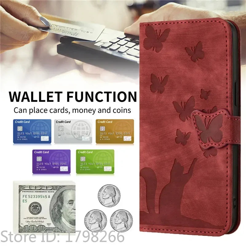Cover Portafoglio Butterfly/Cat (Google 10/9A/8A/7A/6A/6/7/8/9/10 Pro XL)