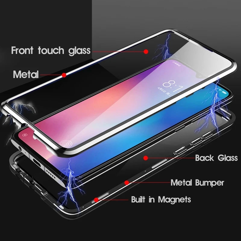 Cover 360° Metal & Glass Magnetic Case 8Xiaomi 14T Pro/13T/11T / Redmi Note 13/12/11/10/9S/8 Pro)