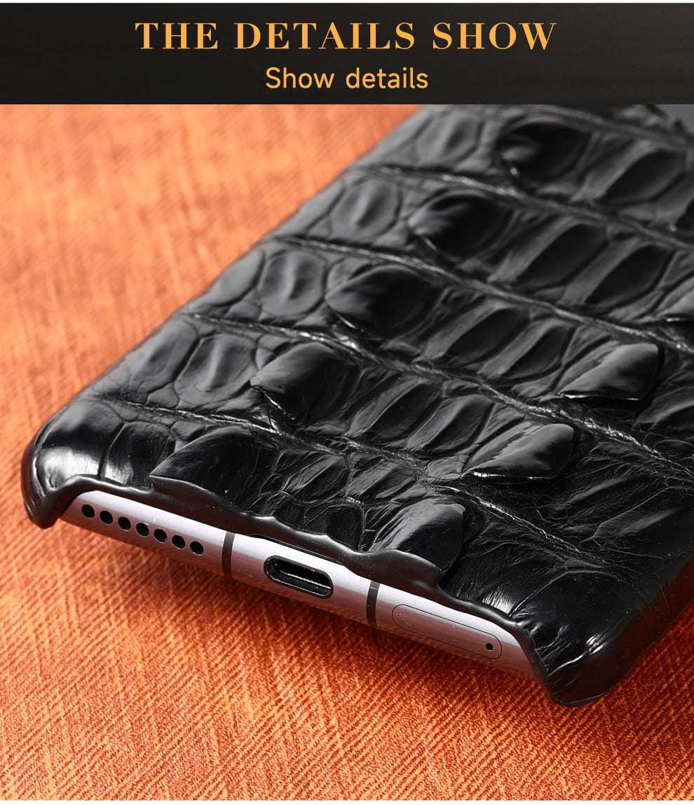 Cover Genuine Crocodile per Samsung Galaxy S26, S25, S24, S22, S21, S23, Ultra, Plus, S25Ultra, S24Ultra, A55