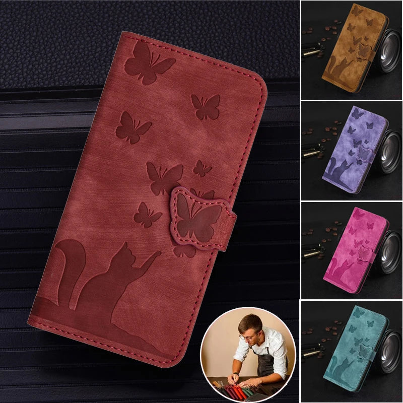 Cover Portafoglio Butterfly/Cat (Google 10/9A/8A/7A/6A/6/7/8/9/10 Pro XL)