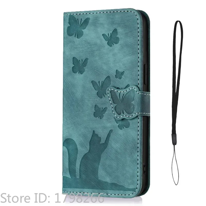 Cover Portafoglio Butterfly/Cat (Google 10/9A/8A/7A/6A/6/7/8/9/10 Pro XL)