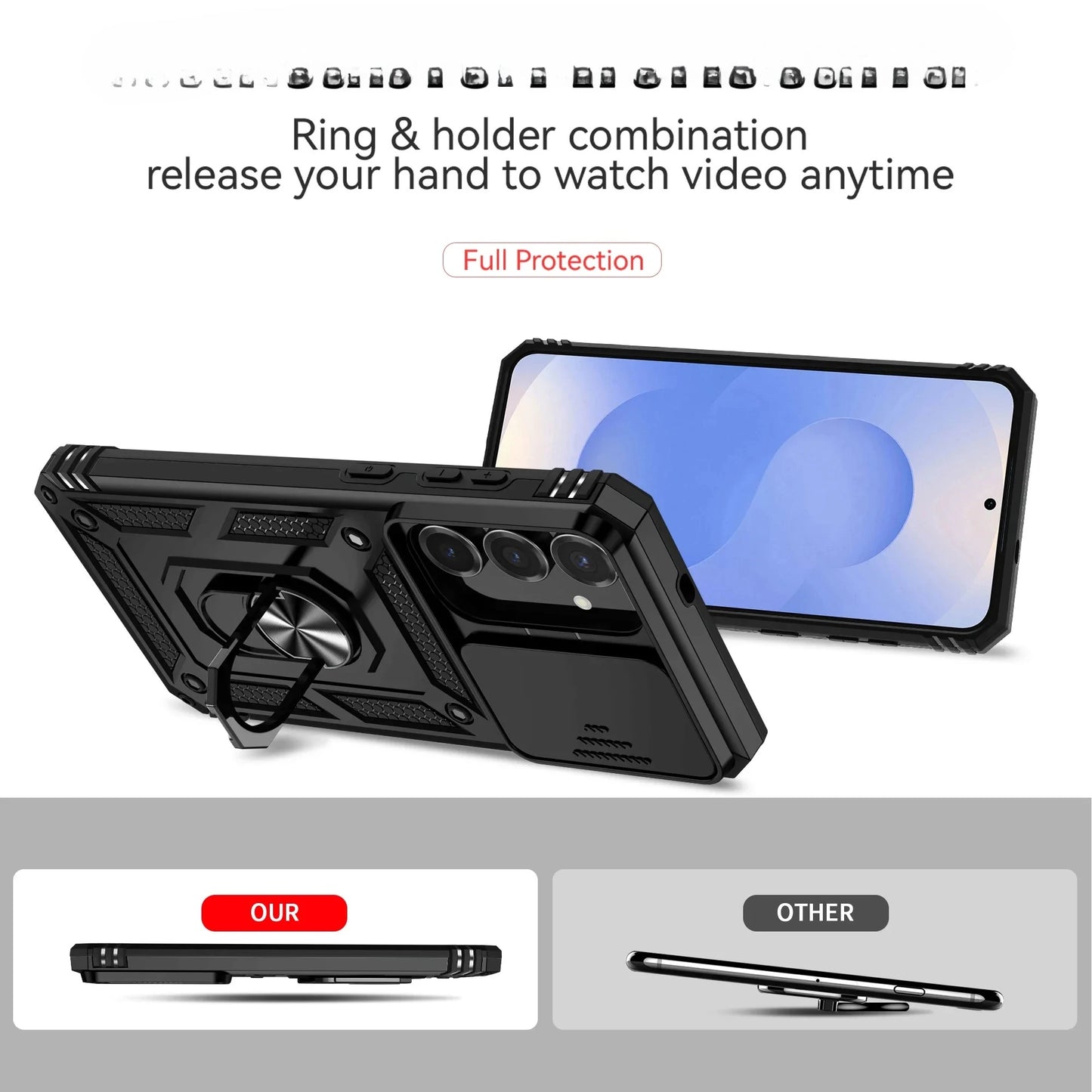 Cover Titan Ring Armor (Ring Holder & Lens Protect) (Samsung Galaxy S25FE/S25Edge/A17/A07/A56/A26/A36/A16/A06/S25FE)