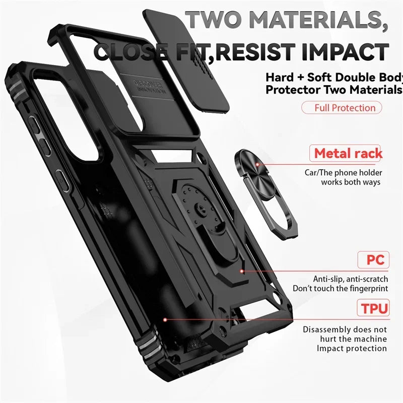 Cover Titan Ring Armor (Ring Holder & Lens Protect) (Samsung Galaxy S25FE/S25Edge/A17/A07/A56/A26/A36/A16/A06/S25FE)
