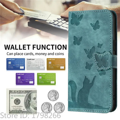 Cover Portafoglio Butterfly/Cat (Google 10/9A/8A/7A/6A/6/7/8/9/10 Pro XL)