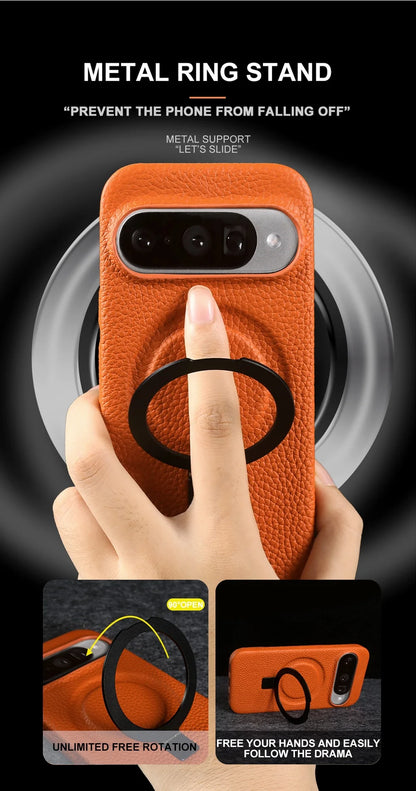 Cover Vera Pelle con Anello (Google Pixel 10 Pro/9Pro/8A/7Pro/6pro/5A)
