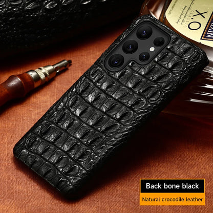 Cover Genuine Crocodile per Samsung Galaxy S26, S25, S24, S22, S21, S23, Ultra, Plus, S25Ultra, S24Ultra, A55
