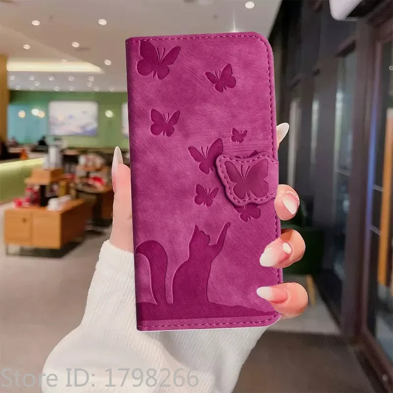 Cover Portafoglio Butterfly/Cat (Google 10/9A/8A/7A/6A/6/7/8/9/10 Pro XL)