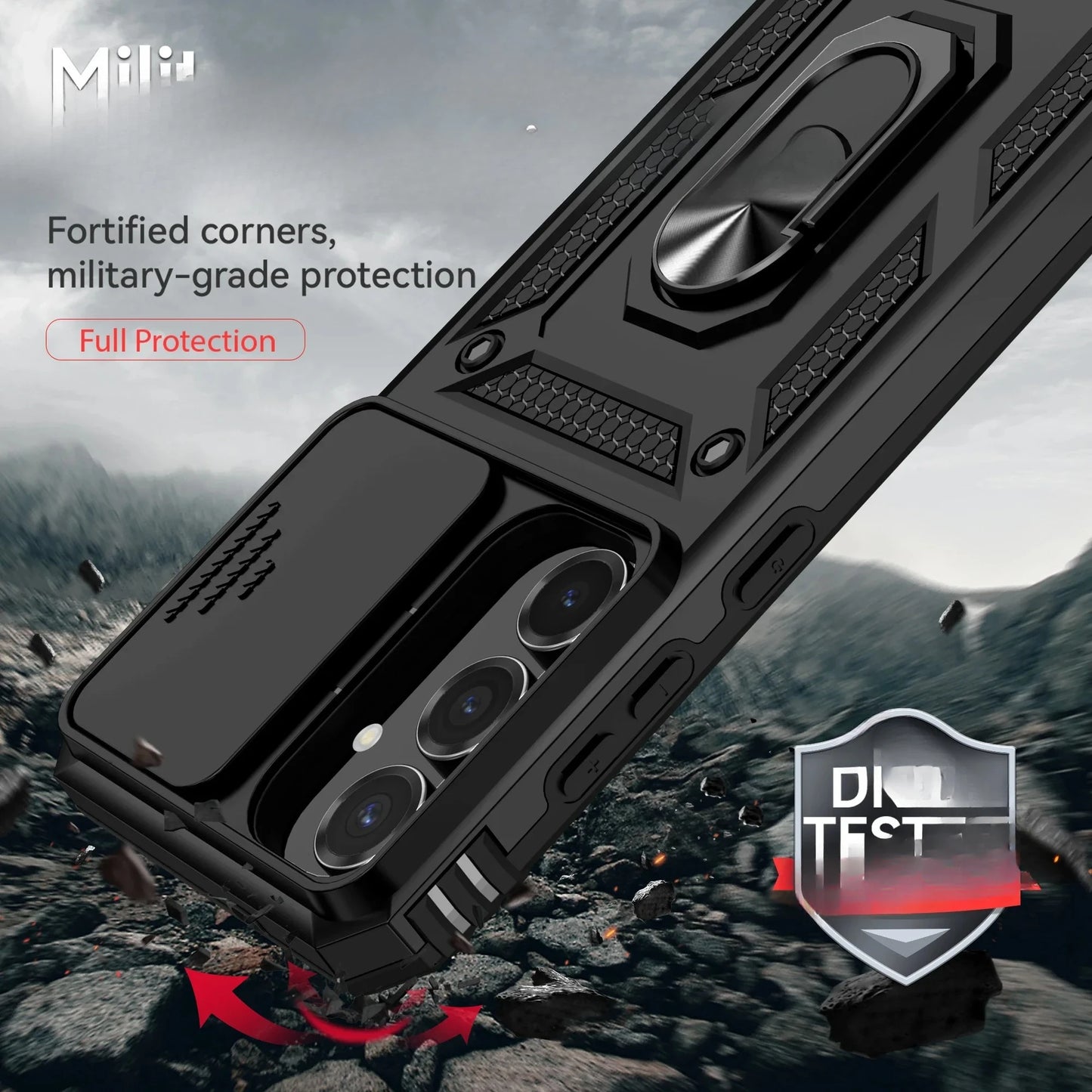 Cover Titan Ring Armor (Ring Holder & Lens Protect) (Samsung Galaxy S25FE/S25Edge/A17/A07/A56/A26/A36/A16/A06/S25FE)