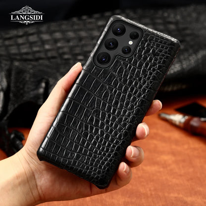Cover Genuine Crocodile per Samsung Galaxy S26, S25, S24, S22, S21, S23, Ultra, Plus, S25Ultra, S24Ultra, A55