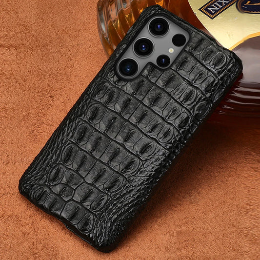 Cover Genuine Crocodile per Samsung Galaxy S26, S25, S24, S22, S21, S23, Ultra, Plus, S25Ultra, S24Ultra, A55