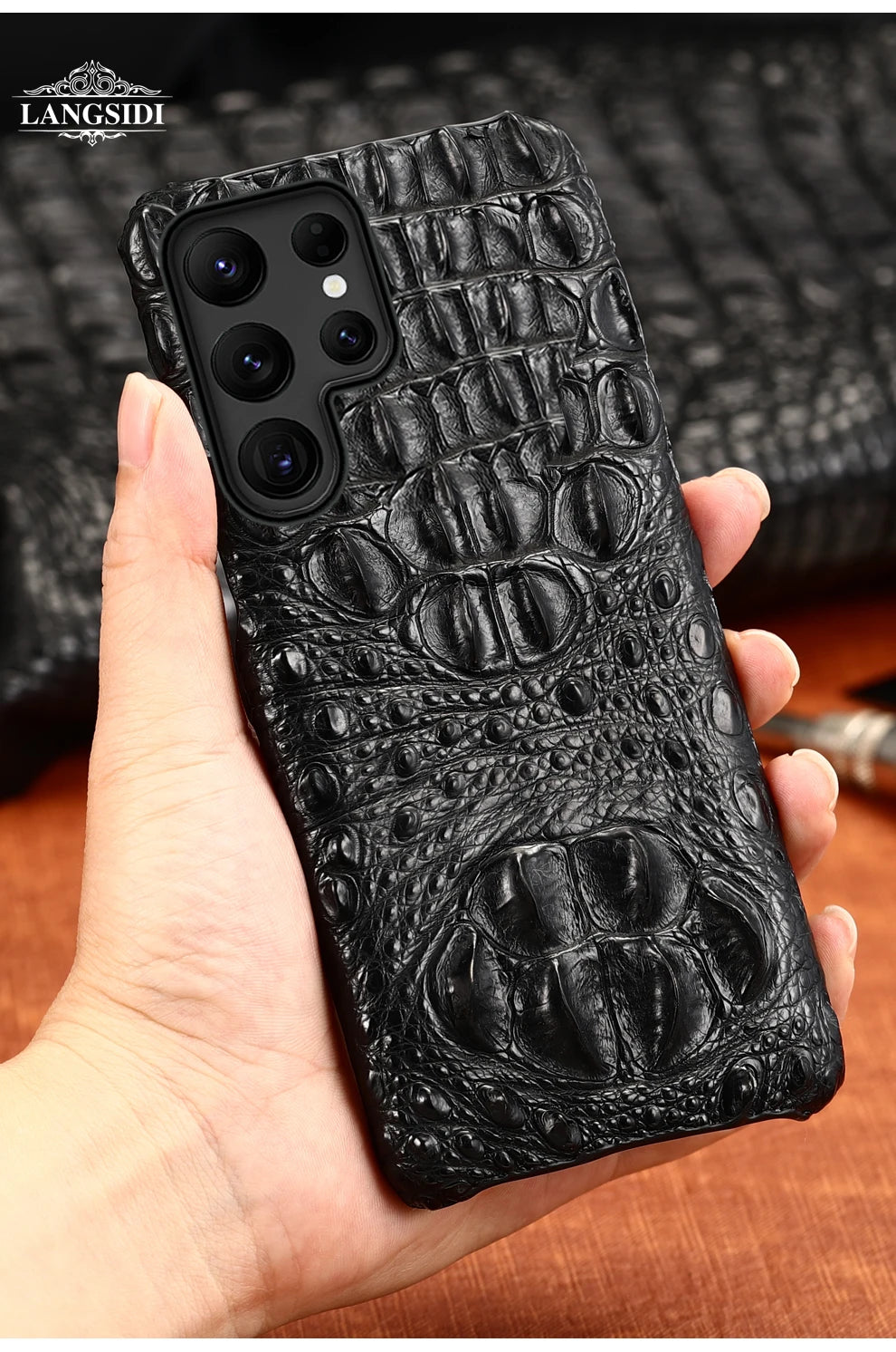 Cover Genuine Crocodile per Samsung Galaxy S26, S25, S24, S22, S21, S23, Ultra, Plus, S25Ultra, S24Ultra, A55