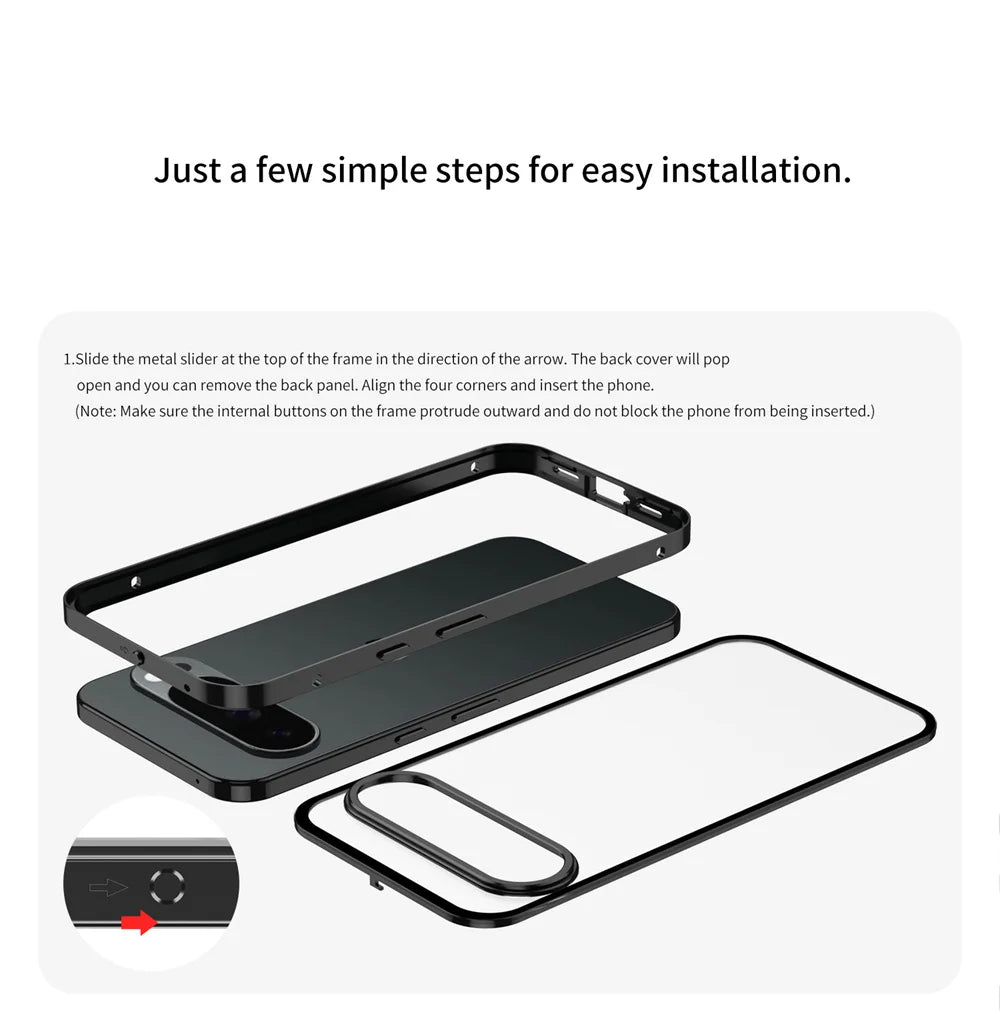 Cover con Telaio in Alluminio (Google Pixel 9/10 Pro/XL/9A/8/8A/7/7A)
