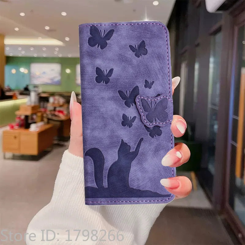 Cover Portafoglio Butterfly/Cat (Google 10/9A/8A/7A/6A/6/7/8/9/10 Pro XL)