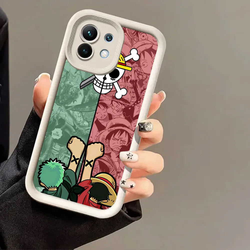 Cover Anime Edition (Luffy & Zoro) Silicone Xiaomi 15T/14T/13T/Pro 15 Ultra/17Pro/Max/PocoF7/F5/M6/M7/X7/X6/M6/M7 Pro)