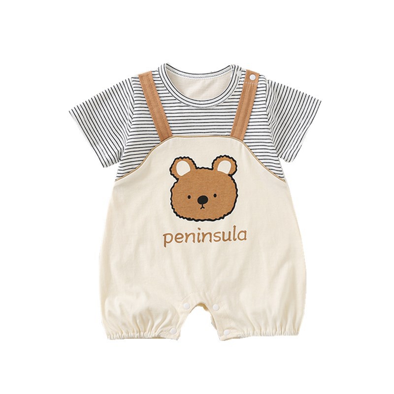 Beary Cute – Salopette Tutto-in-Uno con Stampa Orsetto Cartoon (6-9 mesi, 9-12 mesi, 12-18 mesi, 24-36 mesi)