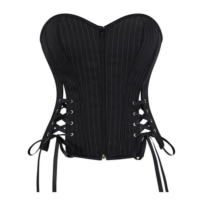 Top Corsetto Nero con Cinturino e Cerniera (XS-2XL)