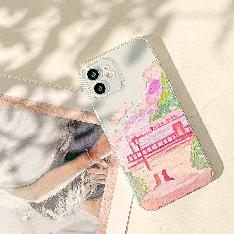Twin-Cats: Custodia in Silicone Soft-Touch (Iphone 13-14 / 13 Mini / 14 Plus / 13-14 Pro / 13-14 Pro Max)