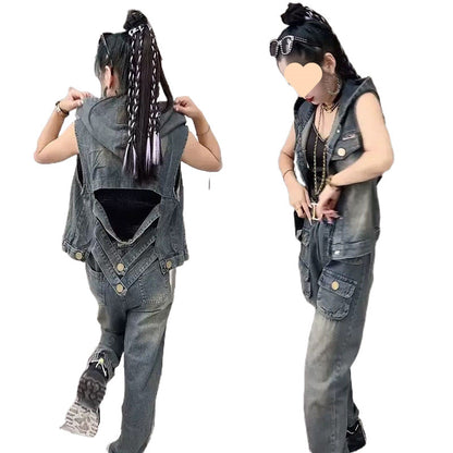 Gilet Jeans Minimalista Backless (M-4XL)