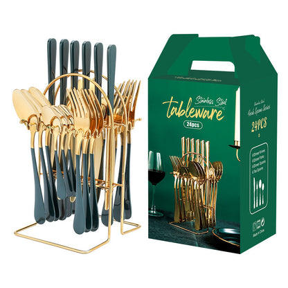 Chroma Luxe - Set Posate 24 Pezzi in Acciaio e Smalto