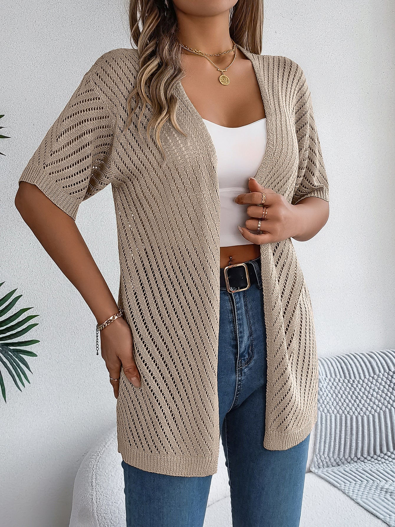 Cardigan Righe Verticali Traforate (S-2XL)